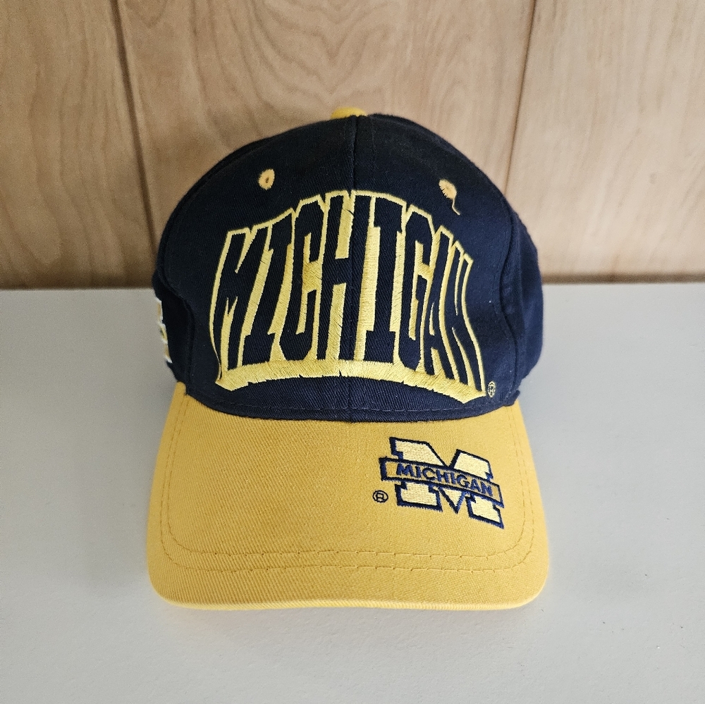 Michigan Wolverines Vintage Cap Boy Block Letter Snapback Hat In Blue OSFA